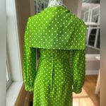 Vintage 1960s Handmade Lime Green White Polka Dot Column Maxi Dress and Scarf Photo 11