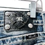 Miss Me Y2K Rhinestone Embroidered Bling Cuffed Capri Pants Size 28 Denim Jeans Photo 6