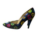 Stuart Weitzman Colorful Polka Dot printed silk heels 7B/M Vintage Photo 6