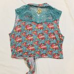 Bella Dahl NWT Bella D Medium Blue Rose Floral Crochet Crop Top Cottagecore Vintage Fairy Photo 6