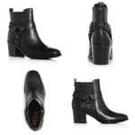 Sam Edelman “Dalma” Black Leather Harness Square Toe Stacked Heel Chelsea Boots Photo 14