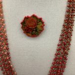 Hallmark T Shape Signed Necklace/ Red Orange Photo 1