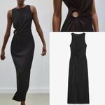 ZARA  NWT black o ring side cutout draped ruched midi dress Photo 1