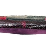 KAZUYO NAKANO Animal Print Leather Patches Satin Shoulder Bag Top Handle Zipper Purple Photo 3