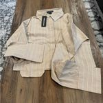 Pretty Little Thing Stone Pinstripe Pocket Detail Cropped Shirt Size 6 Photo 6