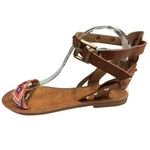 Saks 5th AVe Vintage Havana Cherie Embroidered Sandals Womens size 8 Aztec Boho‎ Orange Photo 5