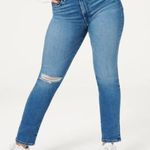 Good American Navy Wash High Waisted Good Waist Distressed Knee Skinny Jeans Photo 0