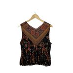 Free People  Havana Floral Print Sleeveless Surplice Mesh Top Black/Orange M Photo 12