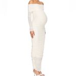 BUMPSUIT NEW Off The Shoulder Soft Mesh Maternity Dress in Ivory Photo 4