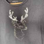 Merona Beaded Sparkly Reindeer Head Gray T-Shirt Womens Size Medium Photo 1