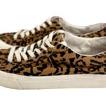 Madewell Sidewalk Cheetah Sneakers Brown Size 6.5 Low Top Lace Up Canvas Casual Photo 4