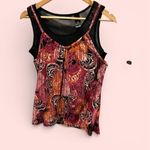 Cute Y2K fairy whimsigoth swirl stretchy 2 in 1 look mesh sleeveless top paisley Black Size M Photo 1