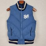 PINK - Victoria's Secret Victoria's Secret PINK Women's Vest XS‎ Blue Graphic Zip Up Quilted Down Puffer Photo 2