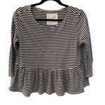 We The Free Free People Women’s Striped Peplum Long Sleeve Top Black Gray S Photo 0