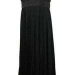 Carmen Marc Valvo  Plisse Jumpsuit 14 Black Beaded Belt Wide Pleated Leg V Neck Photo 1