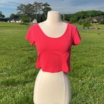 Cherish  Coral Pink Cotton Crop Top Womens Large Photo 7