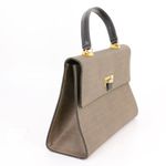 Fendi Authentic Vintage  Oatmeal Coated Canvas Logo Top Handle Handbag Photo 3