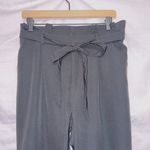 AF Studio Black High Waisted Tie Waist Paperbag Ankle Length Trouser Pants Size M Photo 2