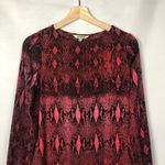 BB Dakota  Red & Black Ikat Snake Print Long Sleeve Shift Dress XS Photo 4