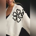 SAACHI Cropped Flower Squiggle Cardigan from Anthropologie Size Small White Photo 2