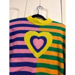 Daisy Street Colorblock Stripe Heart Mock Neck Sweater Women's Size M Photo 4
