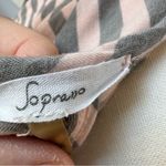 Soprano Pink & Gray Striped Knit Mini‎ Dress w/ Pink Chiffon Bow Detail on Back Large Photo 6