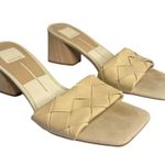 Dolce Vita Moly Heels Cream Tan Woven Wooden Heel Block Heel Open Toe Slip On 8 Photo 1