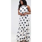 ASOS NWT Polka Dot Maxi Dress Size 14 Oversized Ruffle Hemline Sleeveless Photo 7