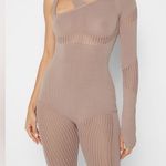 Maniere De Voir NWT  knitted contour one sleeve playsuit romper in taupe XS Photo 6