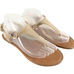Top Moda Womens Sandals Thong Faux Leather Buckle Beige Size 9 Photo 0