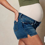 Blanqi Women's Maternity Jean Shorts Size 8 Full Panel Blue Photo 0