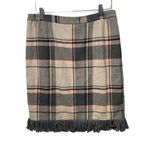 For Cynthia  Skirt Wool Blend Faux Wrap Fringe Plaid Business Casual Office Large Photo 5
