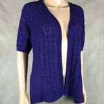Chico's Purple Short Sleeve Open Knit Cardigan Size 0 SMALL Photo 2