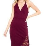 ASTR  THE LABEL x REVOLVE Burgundy Peeking Lace Bodycon Midi Dress Size Medium Photo 0