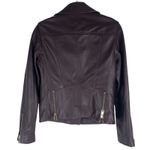 Reiss  Leiya Lamb Leather Moto Jacket In Berry Brownish Red Size 4 Photo 8