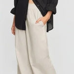 Modern Citizen  Paula Smocked-Waist Organic Cotton Wide Leg Pant Light Khaki Photo 0