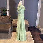 Women’s Full Length Green Chiffon Ruffle Dress Corset Back Leg Slit Size 12 Green Photo 6