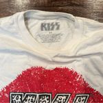 KISS White Long Sleeve Band Tee With Distress and Red Lips Size XS Photo 1