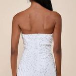 Lulus Essential Glamour White Sequin Pearl Strapless Mini Dress Medium NWOT Photo 6