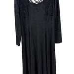 Black vintage crushed velvet Midi Dress long sleeve flowy cross cross back witch Size 14 Photo 0