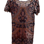 Sundance  Dress Lace Sheer Scalloped Cover Up Mini Floral Embroidered Maroon S Photo 0