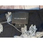 Anthropologie Liv Los Angeles Black Floral Embroidered Ruffled Blouse MEDIUM Photo 6