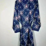 Morgan Lane  x Fab Fit Fun Women’s NWT Size S/M Navy Blue Floral Satin Robe Photo 1