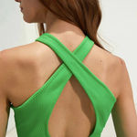 OGLmove OGL Sporty Cross Cutout Back Split Side Tank Midi Dress-Kelly Green Photo 2