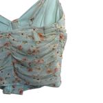 Lulus Weekend Impulse Light Blue Floral Ruffled Cropped Tank Top NWT Photo 4