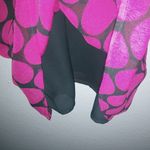 EXPRESS  XS Summer Silk Poppy Lined Sleeveless Mini Dress Fuschia Dots on Black Photo 5