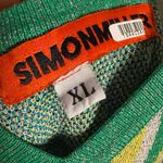 Simon Miller Comet Green Wavy Striped Metallic Knit Sleeveless Midi Dress Sz XL Photo 12