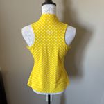 Tzu Tzu Womens Golf Top Yellow White Polka Dot Athletic Sleeveless Medium Photo 3