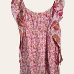 Rococo Sand Pink White Paisley Print Long Puff Sleeve Mini Dress Size M Size M Photo 7