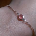 Beveled Pink Glass Ion Plated Rose Gold Stainless Steel Station Bracelet Photo 5